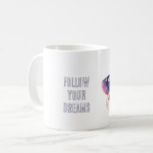 Mug Papillon rose à la crème violette (Devant gauche)