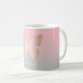 Mug Papillon rose à la mode moderne élégant d'or (Devant droit)