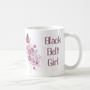 Mug Papillon rose Arts martiaux Ceinture noire Fille