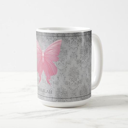 Mug Papillon rose bijoux (Devant droit)