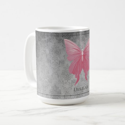 Mug Papillon rose bijoux (Devant gauche)