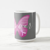 Mug Papillon rose Cancer du sein Survivant (Devant droit)