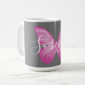Mug Papillon rose Cancer du sein Survivant (Devant gauche)