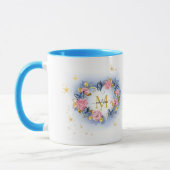 Mug Papillon & Rose Cœur I Monogramme Initiale Or (Gauche)
