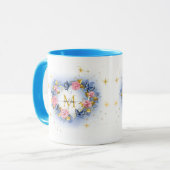 Mug Papillon & Rose Cœur I Monogramme Initiale Or (Devant gauche)