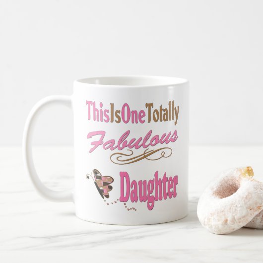Mug Papillon rose de la Fille (Avec donut)