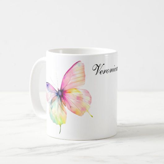 Mug Papillon rose délicat dans les couleurs pastel arc (Devant gauche)
