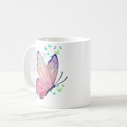 Mug Papillon rose et violet (Devant gauche)