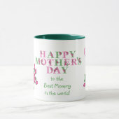 Mug Papillon rose Fleur Meilleure maman (Centre)