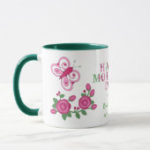 Mug Papillon rose Fleur Meilleure maman (Gauche)