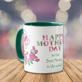 Mug Papillon rose Fleur Meilleure maman