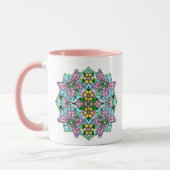 Mug Papillon rose Mandala main Whimsical tiré (Gauche)
