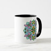 Mug Papillon rose Mandala main Whimsical tiré (Devant droit)