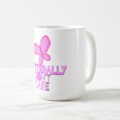Mug Papillon rose pailleté s'en fiche (Devant droit)