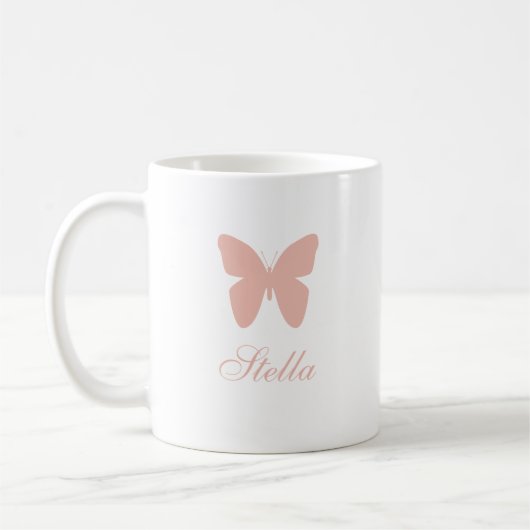 Mug Papillon Rose Pâle (Gauche)
