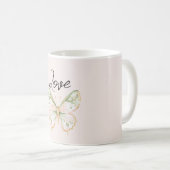 Mug Papillon Rose Pâle Vert Menthe Or (Devant droit)