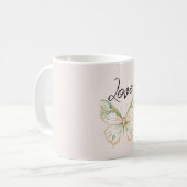 Mug Papillon Rose Pâle Vert Menthe Or (Devant gauche)