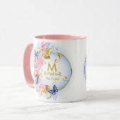 Mug Papillon & Rose Rose Monogramme I Initiale Or (Devant gauche)