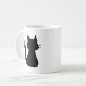Mug Papillon rose Silhouette de chat noir (Devant gauche)