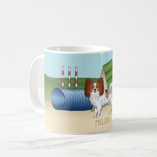 Mug Papillon Rouge Et Blanc Avec Équipement D'Agilité (Devant gauche)