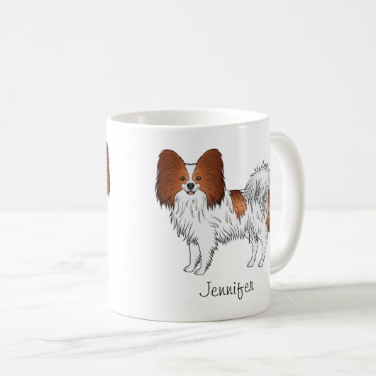 Mug Papillon Rouge Et Blanc Cute Chien Avec Nom Person (Devant droit)