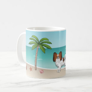 Mug Papillon Rouge Sable sur une Plage Tropicale d'Été