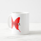 Mug Papillon rouge vif personnalisé (Devant gauche)