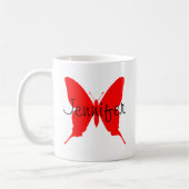 Mug Papillon rouge vif personnalisé (Gauche)