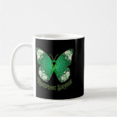 Mug Papillon ruban vert mandala survivant de greffe (Gauche)