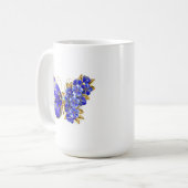 Mug Papillon saphir à fleurs (Devant gauche)