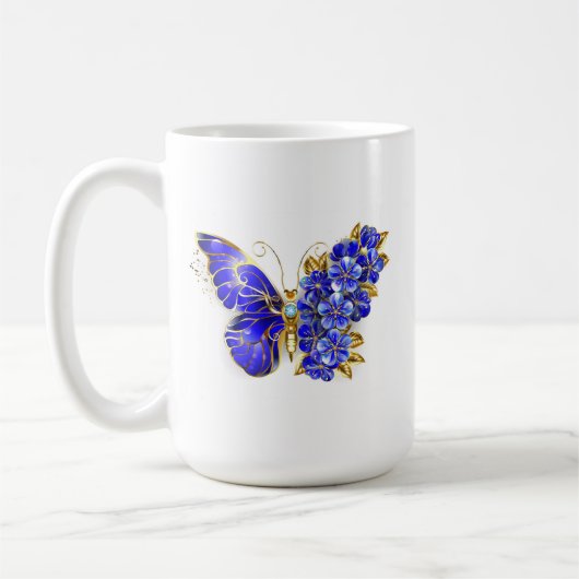 Mug Papillon saphir à fleurs (Gauche)
