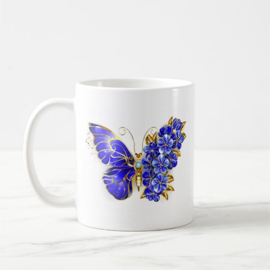 Mug Papillon saphir à fleurs (Gauche)