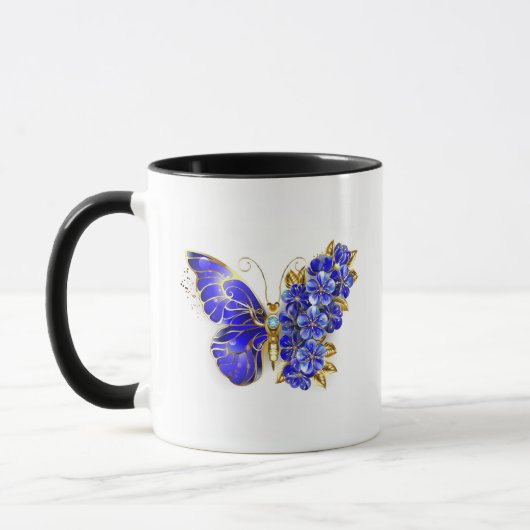 Mug Papillon saphir à fleurs (Gauche)