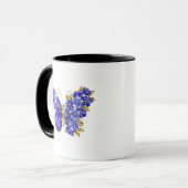 Mug Papillon saphir à fleurs (Devant gauche)