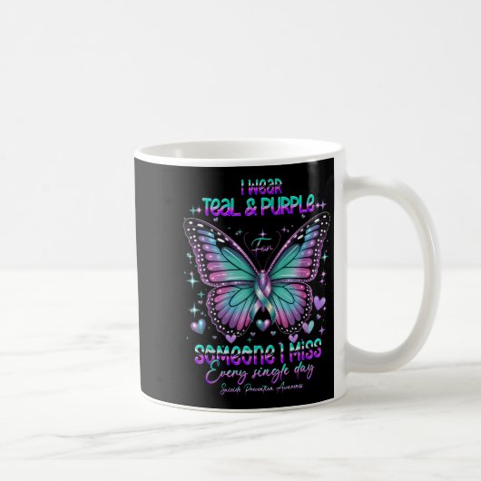Mug Papillon sarcelle et violet de sensibilisation à l (Droite)