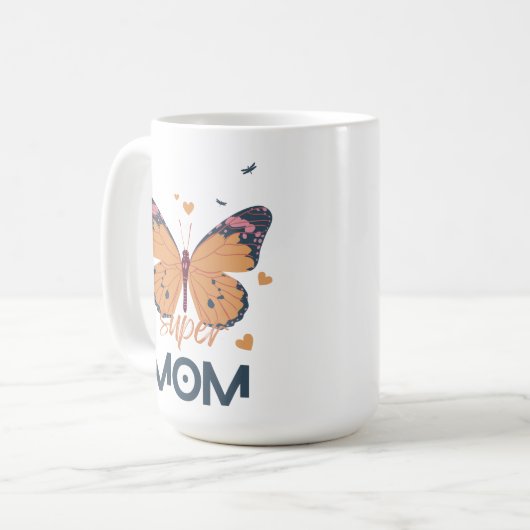 Mug Papillon Super MOM (Devant gauche)