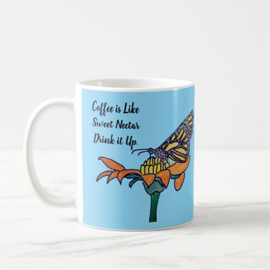 Mug Papillon sur Fleur- Café comme Nectar Sucré (Gauche)