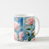 Mug Papillon Sur Fleur Rose (Devant droit)