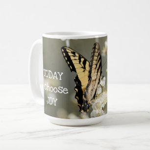 Mug Papillon sur Floral : Aujourd'hui je choisis Joy C