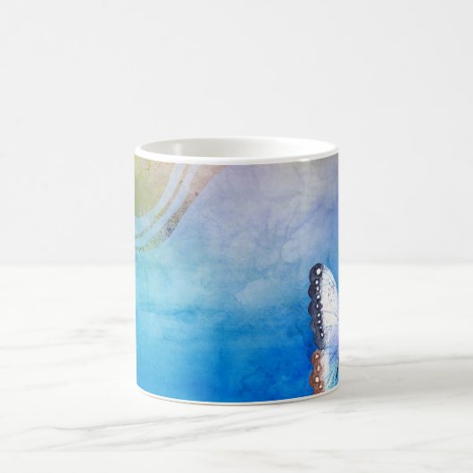 Mug Papillon sur l'aquarelle bleue (Centre)