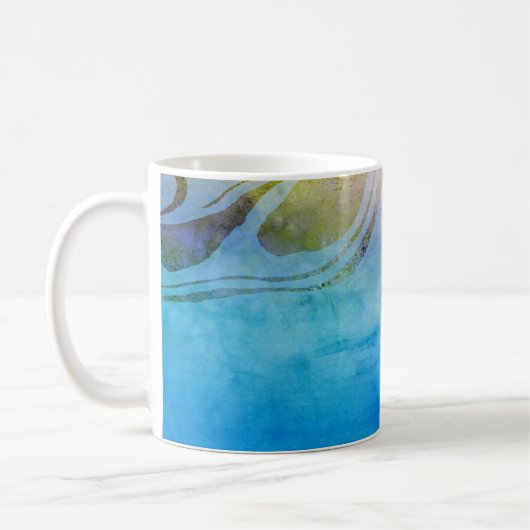 Mug Papillon sur l'aquarelle bleue (Gauche)