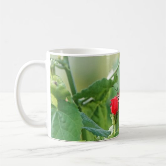 Mug Papillon sur les fleurs, w Verse de Psaume 118:24 (Gauche)
