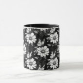 Mug Papillon sur Motif à fleurs - Noir (Centre)