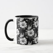 Mug Papillon sur Motif à fleurs - Noir (Gauche)