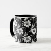 Mug Papillon sur Motif à fleurs - Noir (Devant gauche)