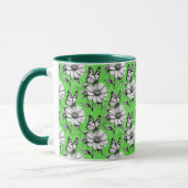 Mug Papillon sur Motif de fleurs Design vert (Gauche)