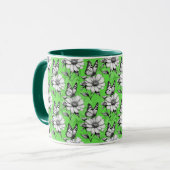 Mug Papillon sur Motif de fleurs Design vert (Devant gauche)
