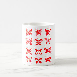 Mug Papillon Tribal Rouge Ornemental