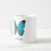 Mug Papillon Tropical bleu et turquoise couleur Gem (Devant gauche)