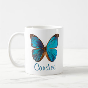 Mug Papillon Tropical bleu et turquoise couleur Gem